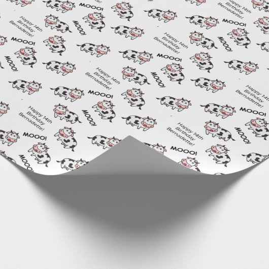 かわいい白黒カウファーム動物気持ち ラッピングペーパー (角)