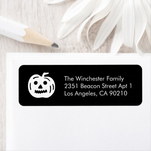 かわいい白黒カボチャおもしろいハロウィンアドレス ラベル (インサイチュ)