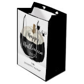 かわいい白黒カボチャハッピーハローウィン2022 ミディアムペーパーバッグ (正面アングル)