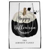 かわいい白黒カボチャハッピーハローウィン2022 ミディアムペーパーバッグ (裏面)