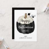 かわいい白黒カボチャハッピーハローウィン カード (正面/裏面インサイチュ)