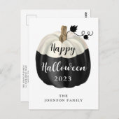 かわいい白黒カボチャハッピーハローウィン ポストカード (正面/裏面)