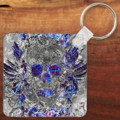 かわいい白黒カラフルネオンスカルヒッチカバー キーホルダー (裏面)