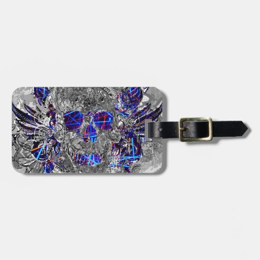 かわいい白黒カラフルネオンスカルヒッチカバー ラゲッジタグ (正面横)