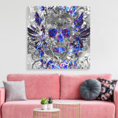 かわいい白黒カラフルネオンスカル キャンバスプリント (インサイチュ (リビング))