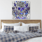 かわいい白黒カラフルネオンスカル キャンバスプリント (インサイチュ (寝室))