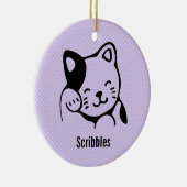 かわいい白黒キティ猫ハローカスタム セラミックオーナメント (右)