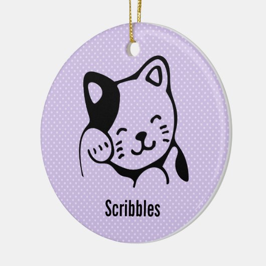 かわいい白黒キティ猫ハローカスタム セラミックオーナメント (左)