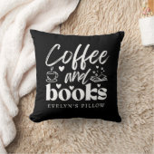 かわいい白黒コーヒーとブックラバーカスタムツ クッション (ブランケット)