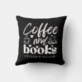 かわいい白黒コーヒーとブックラバーカスタムツ クッション (裏面)