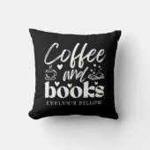 かわいい白黒コーヒーとブックラバーカスタムツ クッション (正面)
