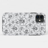 かわいい白黒シームレスな花のパターン Case-Mate iPhoneケース (裏面(横))