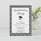 かわいい白黒ジグザグサークル卒業パーティー 招待状 (スタンド正面)