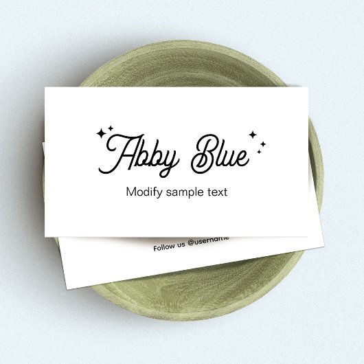 かわいい白黒スクリプトフォント星 名刺