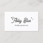 かわいい白黒スクリプトフォント星 名刺 (正面)