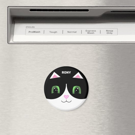 かわいい白黒タキシードキャットハッピー顔 マグネット (インサイチュ (食洗機))