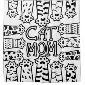 かわいい白黒ネコの母と猫の手足 シャワーカーテン (正面)