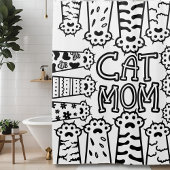 かわいい白黒ネコの母と猫の手足 シャワーカーテン