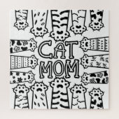 かわいい白黒ネコの母と猫の手足 ジグソーパズル (縦)