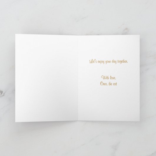 かわいい白黒ネコパーソナライズされたペット誕生日 カード (内部)