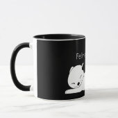 かわいい白黒ネコ科のよい猫の伸張 マグカップ (左)