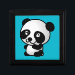 かわいい白黒ハッピーパンダ ギフトボックス<br><div class="desc">白黒のパンダの可愛くて愛らしいイラストレーションは、座って幸せそうに見え、愛フレンドリーらしい。ターコイズの青い背景。</div>