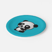 かわいい白黒ハッピーパンダ ペーパープレート (アングル)