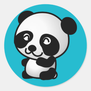 かわいい白黒ハッピーパンダ ラウンドシール