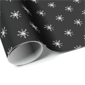 かわいい白黒ハンドドロウン星雪片 ラッピングペーパー (ロールコーナー)