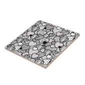 かわいい白黒ハートパターン タイル (側面)