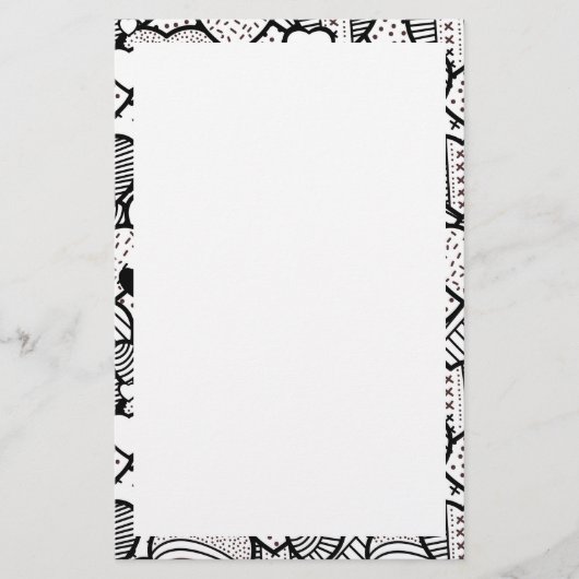 かわいい白黒ハートパターン 便箋 (正面)