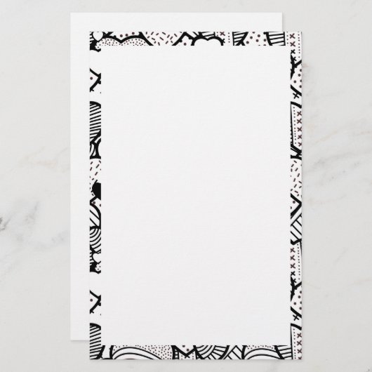 かわいい白黒ハートパターン 便箋 (正面/裏面)