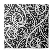 かわいい白黒ハートラブバックグラウンドデザインロン タイル (正面)