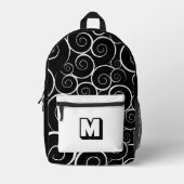 かわいい白黒パターンの女の子 プリントバックパック (正面)