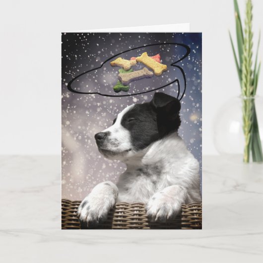 かわいい白黒パピドリームドッグトリートカスタム シーズンカード (正面)