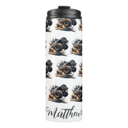 かわいい白黒パワーレースモンスタートラック タンブラー (正面)