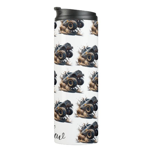 かわいい白黒パワーレースモンスタートラック タンブラー (回転右)