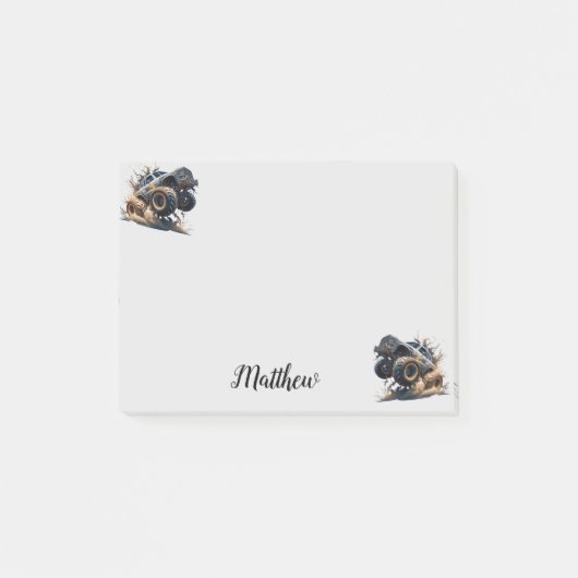 かわいい白黒パワーレースモンスタートラック ポストイット (正面)