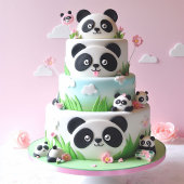 かわいい白黒パンダをテーマにした子供の誕生日 カード