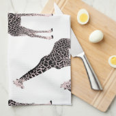 かわいい白黒ピンクキリン キッチンタオル (四つ折り)