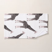 かわいい白黒ピンクキリン バスタオルセット (ハンドタオル)