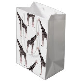 かわいい白黒ピンクキリン ミディアムペーパーバッグ (裏面アングル)