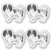 かわいい白黒ファレーヌドッグカートゥーンスケッチ シール (正面)