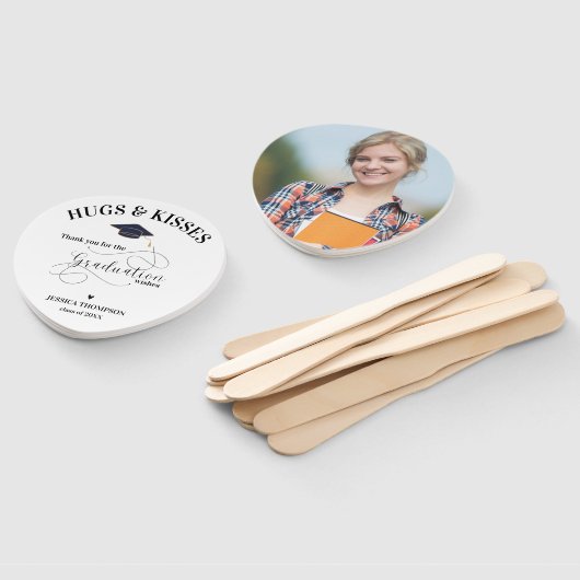 かわいい白黒フォトクラス卒業ありがとう ハンドファン (組立なし)