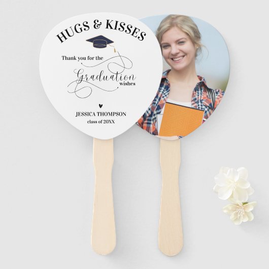 かわいい白黒フォトクラス卒業ありがとう ハンドファン (正面&裏面)