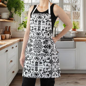 かわいい白黒フローラスカンジナビアバンダナ エプロン