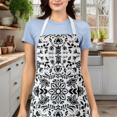 かわいい白黒フローラスカンジナビアバンダナ エプロン