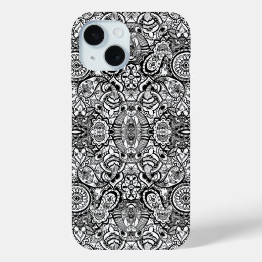かわいい白黒フローラペイズリー Case-Mate iPhoneケース (裏面)