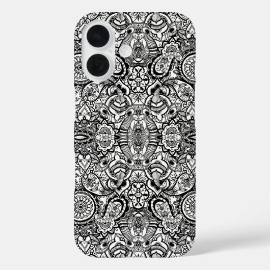 かわいい白黒フローラペイズリー Case-Mate iPhoneケース (裏面)