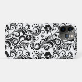 かわいい白黒フローラ背景デザイン Case-Mate iPhoneケース (裏面(横))